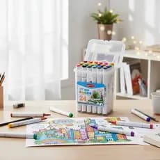 Canetinha de colorir Nora com ponta dupla cores fortes caixa de plástico organizadora caixa 24 cores