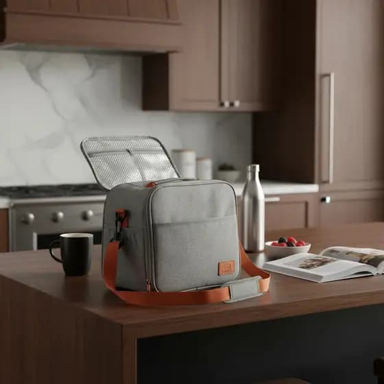 Lancheira cinza Bolsa transversal Térmica Marmita Lancheira Escolar Marmita Juvenil Bolsa Infantil Lancheira Escolar