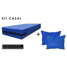 Kit Capa para Colchão Casal Impermeável + 2 Capas para Travesseiro 50 x 70 impermeável - 100% poliéster