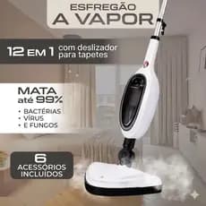 Mop a Vapor 12 em 1 Multifuncional com Acessórios para Limpeza de Pisos, Carpetes e Estofados - ENVIO EM 24H