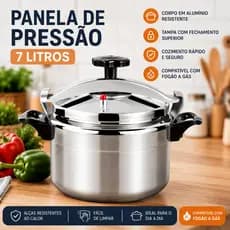 Panela de Pressão 7L Alumínio Tampa Superior Trava de Segurança Fogão a Gás - MELHOR PREÇO