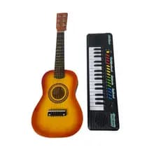 Kit Mini Violão Infantil De Madeira+ Piano Teclado Musical