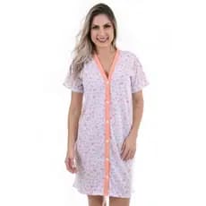 Pijama Camisola Meia Manga De Malha Aberta Pós Cirurgia Amamentação  Com Botão  Vestido Feminino