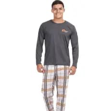 Pijama  Longo Inverno Masculino Calça xadrez Pijama Masculino