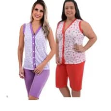 Pijama Regata Aberto Kit com 2 pescador Amamentação e pós cirurgico