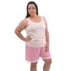 Pijama Judoca Regata Plus Size Tamanho Grande Short Largo Verão Roupa Feminina.