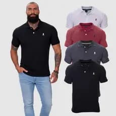 Kit 4 Camisa Gola Polo Masculina de Algodão