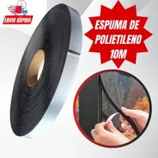 Fita Espuma Adesiva para Vedação Polietileno Preta 10 Metros 14x4mm para Vedar Frestas Portas e Janelas Promoção
