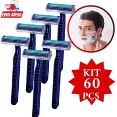 Kit Conjunto para Barbear  60 ou 42  Peças Barbeador Prestobarba descartável Com 2 Lâminas
