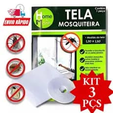 Tela Pernilongo 3 Peças Mosquiteiro Poliéster com Vélcro  Fácil Instalação Mosquitos Pernilongo Insetos Promoção