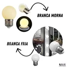 Lâmpada Bolinha LED 3W Branca Morna Ou Fria Bivolt – Ideal Para Camarim, Espelhos, Abajur e Vitrines
