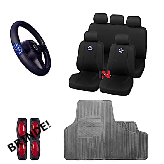 Capa de Banco Couro Volkswagen + Tapete Automotivo VW 4PÇS Otimizado - Pronta Entrega - Capa de Carro, Tapete- e Carro Para Carro Volks Fox gol saveiro polo voyage parati golf g1 g2 g3 g4 g5 g6 g7