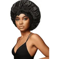 Touca de Cetim com Faixa para Dormir – Proteção Contra Frizz e Quebra de Cabelo
