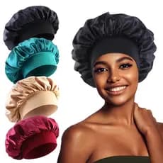 Anny Beleza Touca de cetim com faixa touca para cabelo touca para dormir Faixa Larga Touca gigante