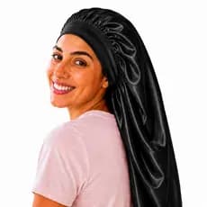 Anny Cetim Touca de Cetim Dupla Face Longa Toca de cetim com faixa antifrizz tranças box dread