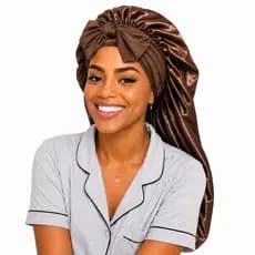 Touca de Cetim Dupla Face Longa com Faixa de Laço Toca Cetim Gigante para Cabelos Longos Box Braids