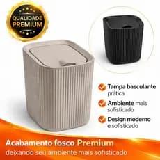 Lixeira 3l Tampa Basculante Moderna Pia cozinha e Bancada Compacta Resistente