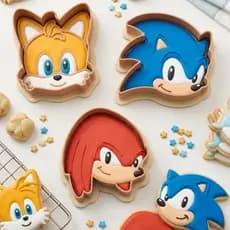 kit 3Cortadores de biscoito sonic acompanha puxador