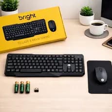 Kit Teclado Mouse Sem Fio com Pilha e Mousepad Para PC e Notebook Prático Bright