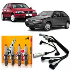 Kit Jogo De Velas e Cabo De Velas GOL PARATI Mi 1.0 8v 1997 a 2005 Com Distribuidor ILM - NGK