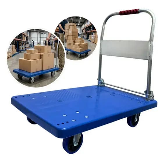 Carrinho De Carga Plataforma Dobravel Capacidade 300kg Azul