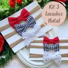 Kit Laço Natal - Lacinho Natal - Lacinho Bebe Natal - Laço Xadrex Natal - Laço Infantil Natal