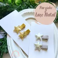 Parzinho Laço Natal - Parzinho Estrelinha Natal - Parzinho Bebê Natalino - Parzinho Estrelinha