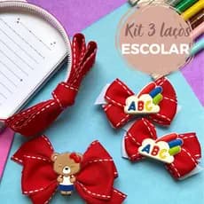 Kit Escolar - Kit Laço Escolar - Kit Laços Escolares - Tiara Escolar - Laço Tiara Escolar - Parzinho Escolar