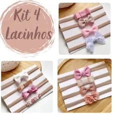 Kit 4 Laços Bebê PP Faixinha de Meia - Lacinhos para Bebê Menina - Lacinho Bebê - Faixinha Maternidade