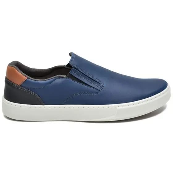 Sapatênis Masculino Slip One Couro Confortável Palmilha Pu Gel Lançamento