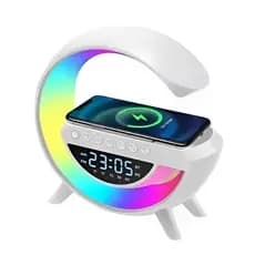 G Speak Speaker Luminaria Som E Carregamento Indução Relogio Branco | 127/220V