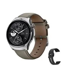 Smartwatch Mibro Watch Lite 3 Pro Com Gps Amoled 2 Pulseiras Caixa Prateado Pulseira Marrom-claro Bisel Preto Desenho Da