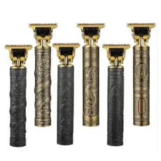 Maquina Vintage T9 Trimmer Barbeador Aparador Maquininha Máquina Ideal Para Barba e Acabamento Dragão Dourado/Prateado