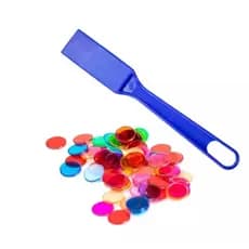 Kit Marcador De Bingo 100 Discos Plásticos Pegador Magnético