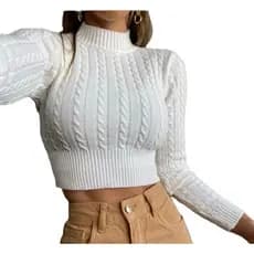 blusinha cropped trança feminina modal Trico