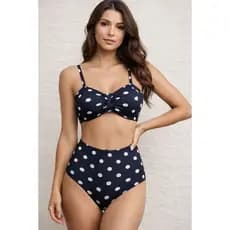Biquíni Hot Pants Cintura Alta Com Bojo e Forro P ao ExG com Laço Estampado