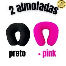 kit 2 Almofadas Apoio De Pescoço C/Zíper Em Forma De U Travesseiro De Viagem algodao