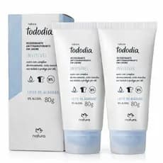 Kit com 2 Antitranspirantes Natura Tododia Creme Invisível Leite de Algodão 80g cada Sem Álcool Original