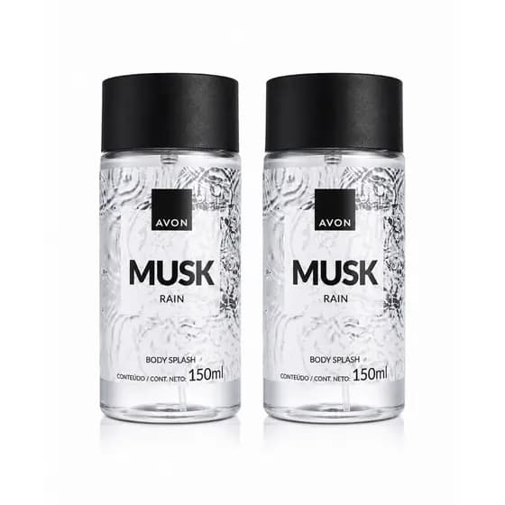Kit com 2 Body Splash Musk Rain Avon Original 150ml