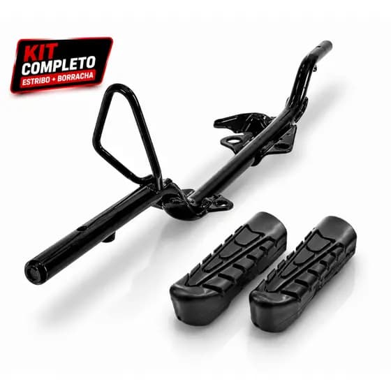 Kit Estribo Tubular Completo Honda Titan Fan Start 125 150 160 + Borrachas Pedaleira Antiderrapantes