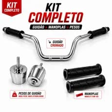 Kit Guidão Cargo Honda CG 160 2016 a 2023 Cromado Com Rosca Interna + Manoplas + Pesos