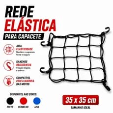 Rede Aranha Elástica Moto 35x35cm Para Capacete Bagagem Mochila Caixa Bagageiro Com Ganchos