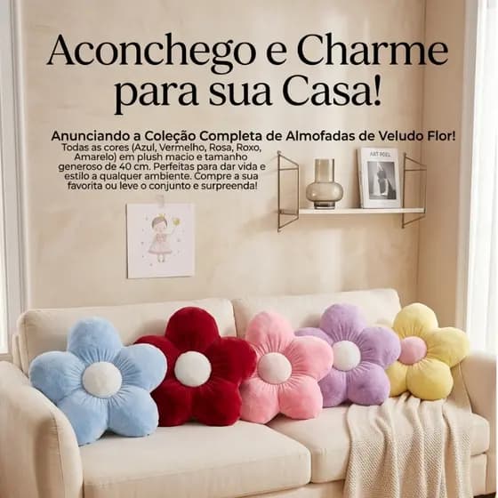 Almofada de Flor Margarida Decorativa de Pelúcia para Quarto de Bebê, Sofá ou Sala