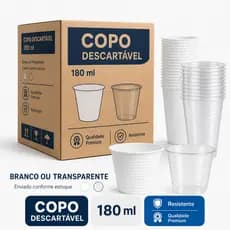 Copo Descartável 180ml c/ 1000 Unid – Pronta Entrega, Envio Rápido!