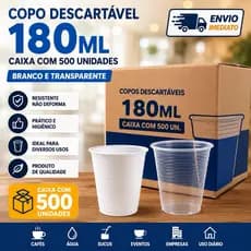 Copo descartável 180ml resistente ideal para cafés, clínicas, empresas, escritórios, festas e uso diário.