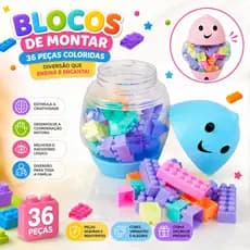 Brinquedo Educativo Blocos de Montar Coloridos 36 Peças com Pote Divertido