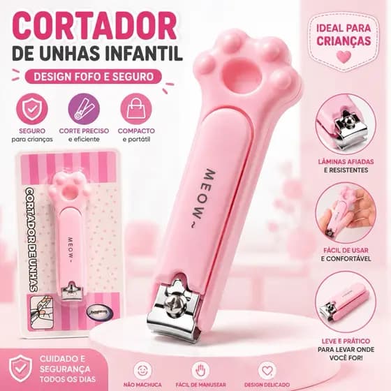 Cortador de Unha Bebê Infantil Seguro Ursinho Antideslizante