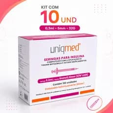 Seringa 0,3ml  P/ Botox Insulina 10 Und Agulha Fixa Uniqmed