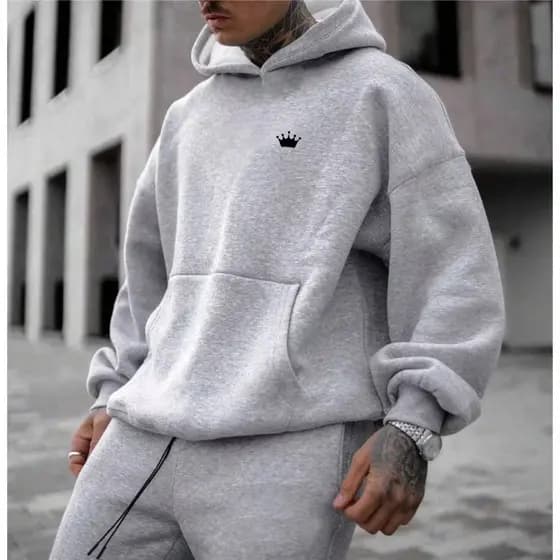 Moletom Masculino Moletom Canguru Blusa de Frio Unissex Moletom Estampado Coroa Moletom Unissex