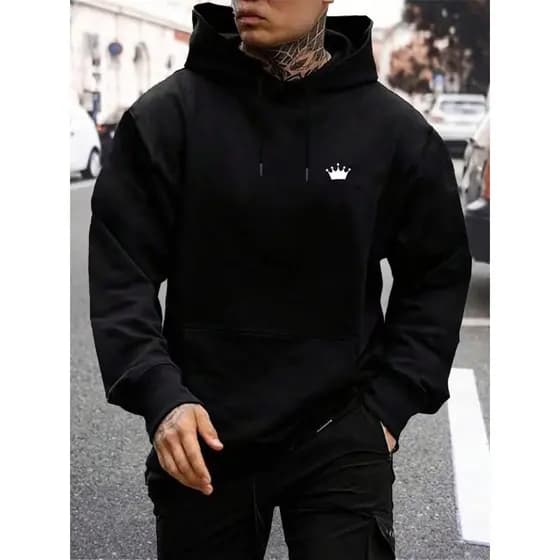 Moletom Masculino Moletom Canguru Blusa de Frio Unissex Moletom Estampado Coroa Moletom Unissex Toooop